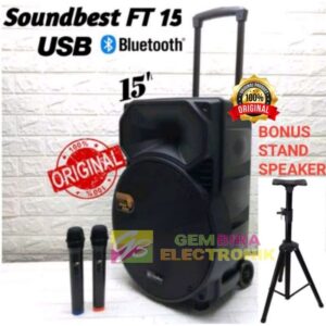 Speaker Portable SOUNDBEST FT 15 FT15 Original 15inch Bluetooth USB BONUS