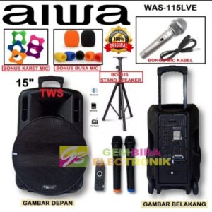 Speaker Aktif Portable Wirelless 15 inch Aiwa was 115lve 115 lve USB Bluetooth Original