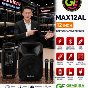 BareTone MAX12AL Speaker Portable 12 Inch Bluetooth + 2 Mic Wireless Karaoke