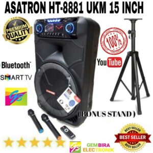 Speaker Aktif Portable Asatron 15 inch free stand speaker Original Bluetooth karaoke meeting wireles
