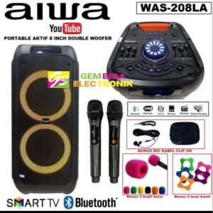 Speaker Portable 8 Inch Double woofer Aiwa WAS-208LA MP3 Bluetooth