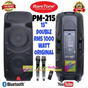 Speaker Aktif Portable Baretone 15 inch double Pm215 1000 watt Original Garansi Resmi
