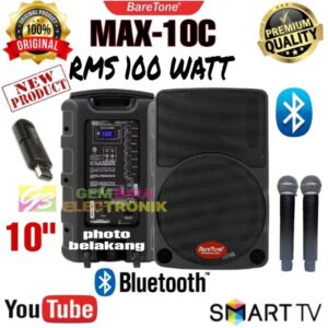 SPEAKER AKTIF PORTABLE MEETING WIRELESS KARAOKE BARETONE 10 INCH MAX10C TWS MAX 10C ORIGINAL