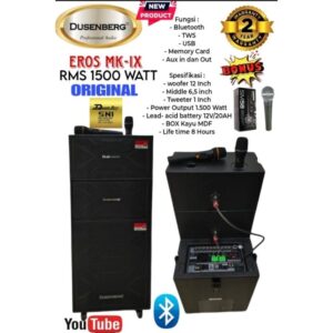 Speaker Aktif Portable 12 Inch Model Line Array Dusenberg EROS MK IX Bluetooth TWS Original 1500 Watt RMS Ori