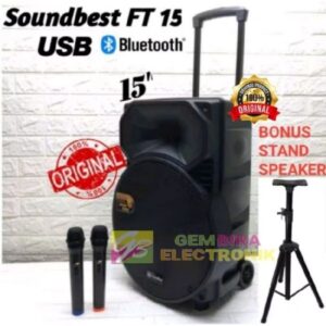 Speaker Aktif Portable SOUNDBEST FT15 Bluetooth Meeting wirelles 15 inch plus stand Original