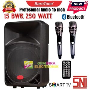 Speaker Portable Wireless Baretone BT 3H1515BWR ( 15 inch ) ORIGINAL