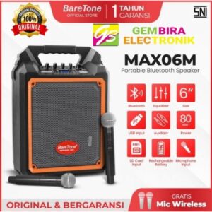 BARETONE SPEAKER PORTABLE 6" MAX06M ORIGINAL BLUETOOTH
