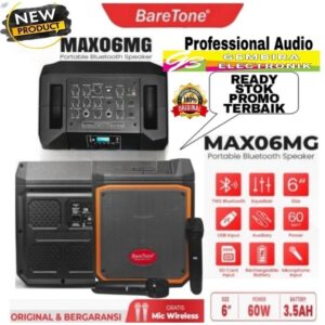 Baretone Speaker Aktif Portable MAX06MG Speaker Bluetooth Wireless Meeting 6 Inch Mini Portable Support Micro SD & USB Original