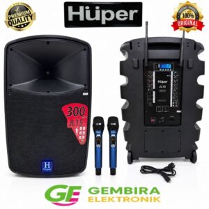 Speaker Portable Huper JL15 15 Inch 300 Watt Original Bluetooth USB SD 2 Mic Wireless Original