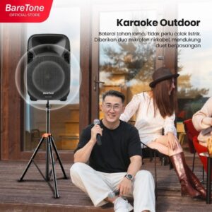 Paket Speaker Aktif Portable BareTone MAX12AL + Stand Speaker Original