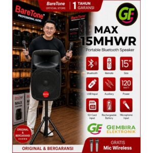 Speaker Aktif Portable Baretone 15 inch Bluetooth Karaoke Meeting Wireless Speaker Baretone Max15mhwr Origjnal