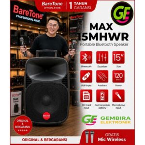 Speaker Aktif Portable Meeting Wireless 15 Inch Baretone MAX15MHWR 15 MHWR Original Usb Bluetooth