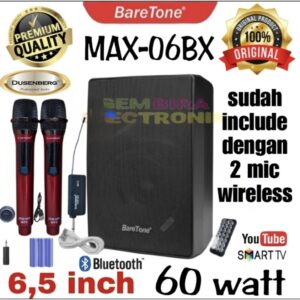 Speaker Aktif Baretone Max06bx 6,5 inch Aktif Portable Speaker Baretone Tws Bluetooth Original Mic Wireless DUSENBERG