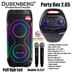 Party Box Dusenberg Speaker Aktif Portable ULTRA 6 Speaker Portable 6,5 Inch Double Woofer Bluetooth TWS Original Garansi Resmi