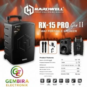 HARDWELL RX15PRO Speaker Portable 15” Gen 2 1000 Watt 3 Way Mic Wireless Garansi Resmi