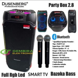 Speaker Aktif Portable Dusenberg Party Box ULTRA 8 Speaker Portable 8 Inch Double Woofer Karaoke Bluetooth TWS Original Garansi Resmi