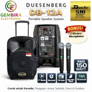 Speaker Aktif Portable Dusenberg DB12A Original TWS Bluetooth FM radio