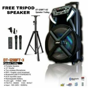 PROMO SPEAKER PORTABLE DAT 1210X2 BLUETOOTH FREE STAND TRIPOD GARANSI