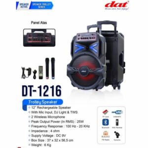 DISTRIBUTOR GROSIR SPEAKER PORTABLE DAT 1216 BLUETOOTH GARANSI RESMI