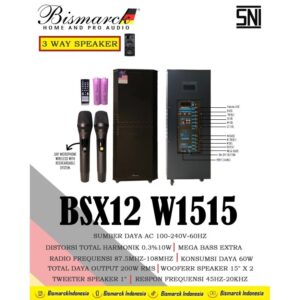 Speaker Aktif Professional Portable Speaker BSX12 W1515 double 15 inch Original