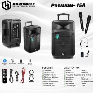￼speaker portable hardwell premium 15 a original 600 watt speaker hardwell 15 inch premium 15a