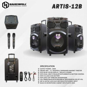 Speaker Portabel Bluetooth / Speaker Portable 12 Inch Hardwell Artist 12B Original Include Mic Wireless