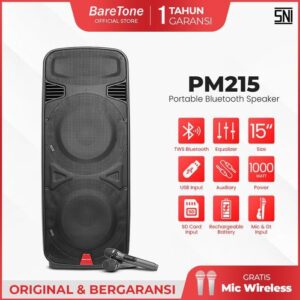 Speaker Portable BareTone PM215 Type 15 Inch Wireless double woofer 15inch