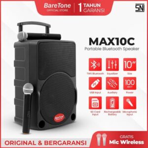 Speaker Portable 10Inch BareTone MAX10C Bluetooth - 10inch