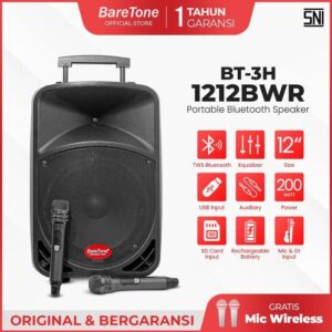 SPEAKER PORTABLE 12Inch BARETONE BT-3H1212BWR Wireless - 12inch