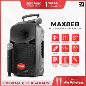 Speaker Portable BareTone MAX08EB Type 8Inch USB Wireless