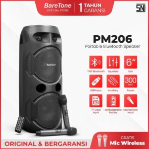 BareTone Speaker Portable PM206 6.5 Inch 2 WAY MOLDED LOUDSPEAKER -Garansi Resmi 1 Tahun Wireless