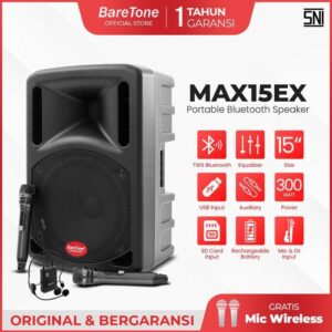 BareTone Speaker Portable MAX15EX - Garansi Resmi 1 Tahun Wireless