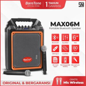 BareTone  Speaker Portable MAX06M Speaker Bluetooth Wireless Meeting 6 Inch  Mini Portable Support Micro SD & USB -Garansi Resmi 1 Tahun