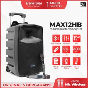Speaker Portable Baretone MAX12HB Type 12Inch Wireless - 12inch