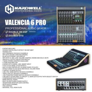 Mixer Audio 6 Channel Hardwell Valencia 6 Pro Original Mixer Double Effect 199 DSP & Double OTG
